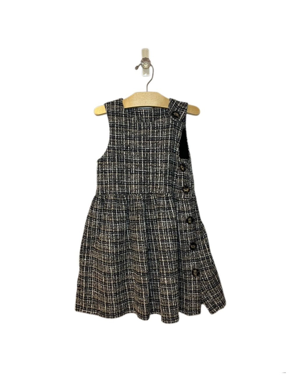 Zara Girls Size 7 Tweed Sleeveless Jumper Dress with Buttons